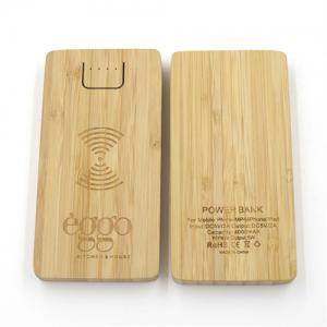 Portable PowerBank Phone Wireless Charger 2in1 Wooden Power Bank Bamboo Wireless Charging Set Customized logo for Promotion 