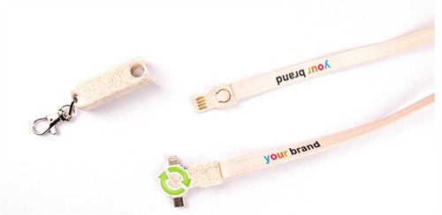 Charger Cable Phone Charging Cable Recycled Multi Cable Sustainable Wheat Straw Lanyard cable logo printed for Promotion Gifts