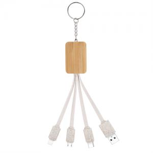 Wooden Charging Cable Bamboo Charger Cable Multi Connector Cable Sustainable Wheat Straw Phone Cable Customized logo for Promotional Gifts