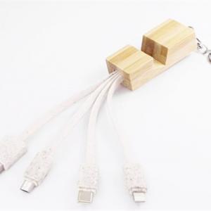 Eco Charging Cable Recycled Charger Cable Phone Holder Multi Connector Phone Cable Sustainable Wheat Straw Cable Customized logo for Promotion