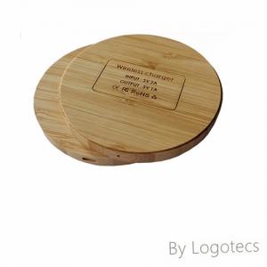 Classic Round Wireless Charger in Bamboo or Wood Split Case with Custom logo for Promotion 