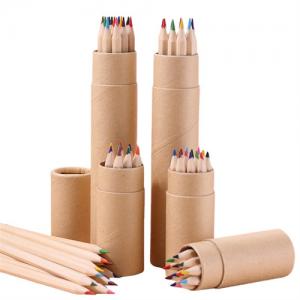 Promotional Wooden Pencils Set Color Pencils Set in Kraft Paper Box Customized logo for Gifts