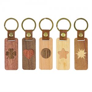Custom Key Chain Ecofriendly Wooden Keychains Bamboo Keyrings Creative Jointed effect with logo for Promotion