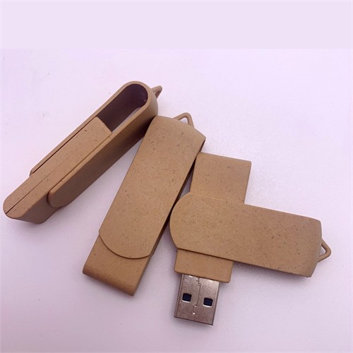 New Popular Twist USB Flash Drive Recycled USB Flash Pen Sustainable USB Wheat Straw Material Customized logo for Promotion